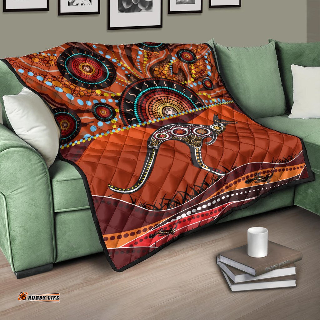 aboriginal premium quilt kangaroo with dot painting