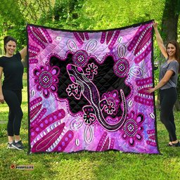 australia quilt aussie opal pattern with lizard aboriginal art pink