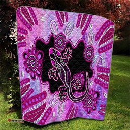 australia quilt aussie opal pattern with lizard aboriginal art pink