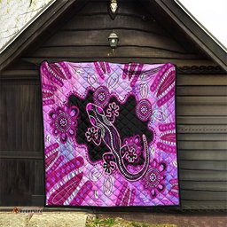 australia quilt aussie opal pattern with lizard aboriginal art pink