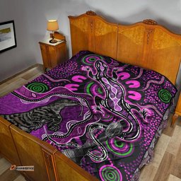 aboriginal lizard premium quilt pink color