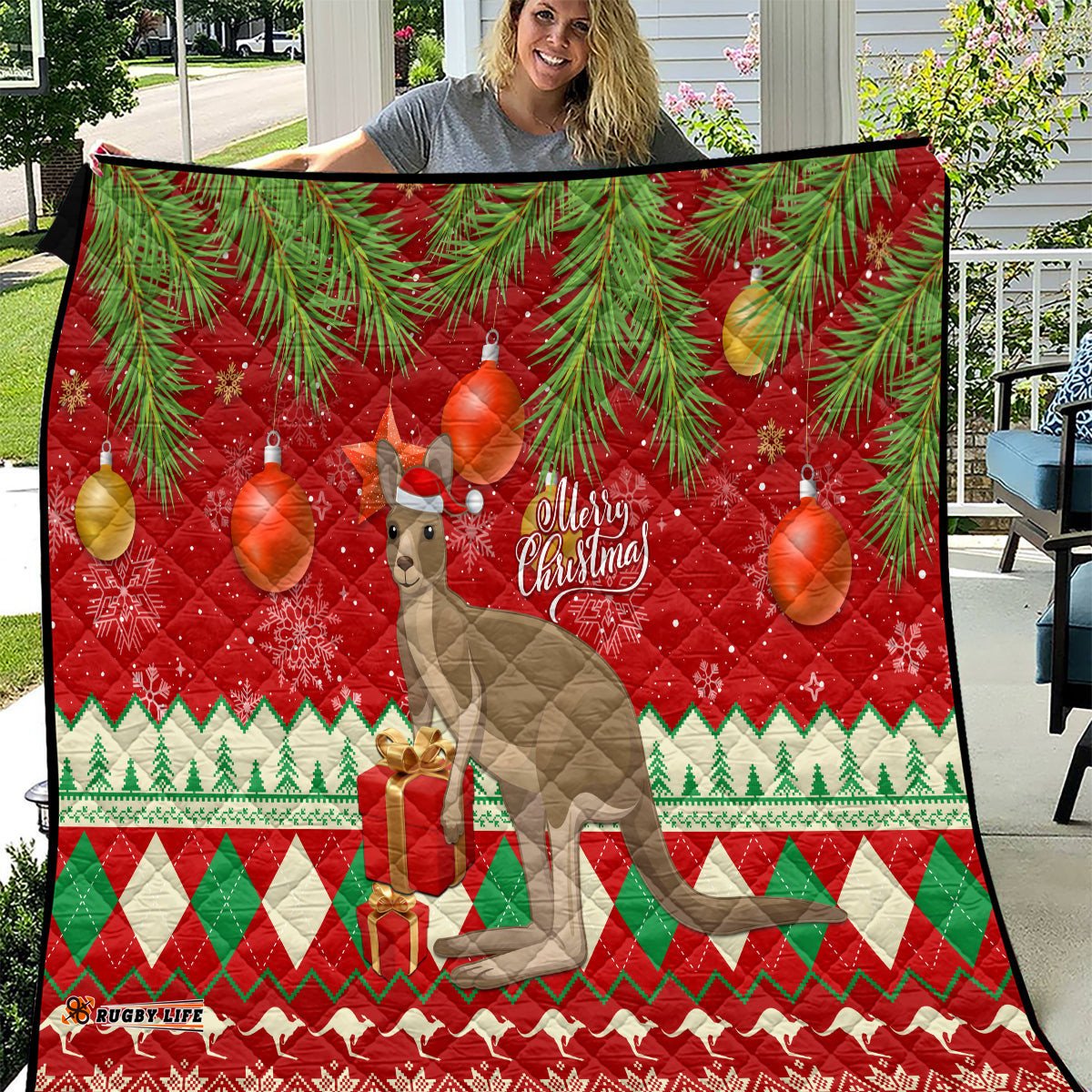 australia christmas quilt aussie kangaroo santa merry xmas