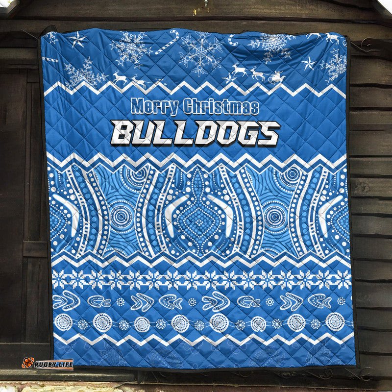 bulldogs aboriginal canterbury bankstown christmas vibe premium quilt