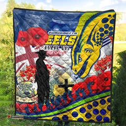 eels rugby australia anzac day quilt custom remembrance lest we forget eels with anzac poppy watercolour style