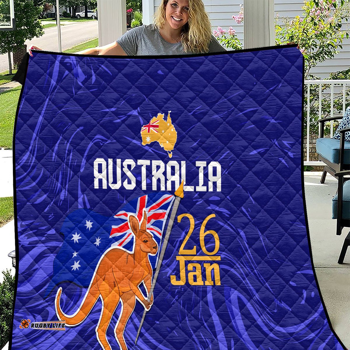 proud to be australia day quilt kangaroo with flag color