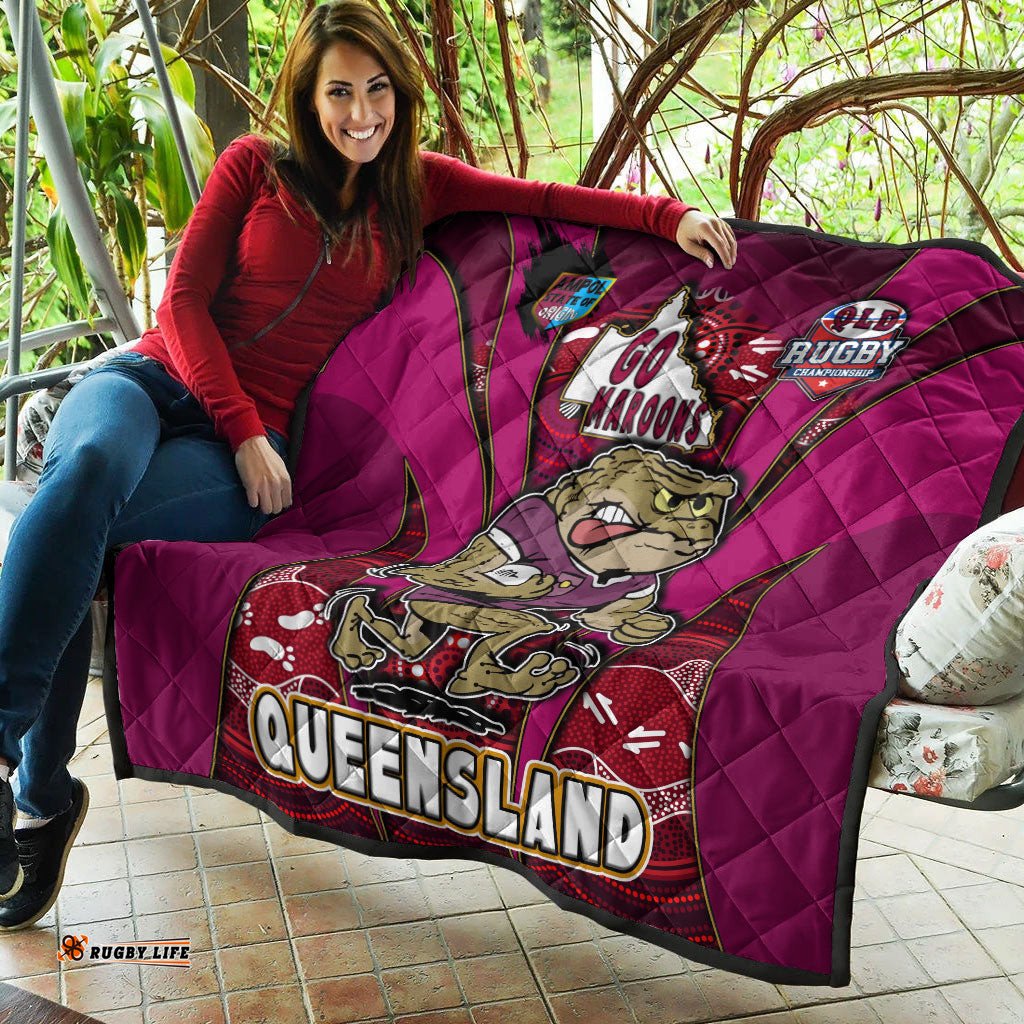 queensland rugby league team quilt queensland maroons mascot with aboriginal art state of origin quilt