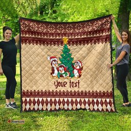 australia penguin christmas argyle pattern personalised quilt