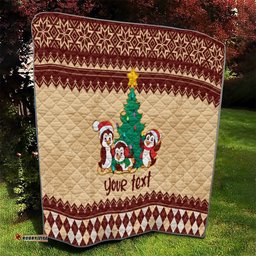 australia penguin christmas argyle pattern personalised quilt