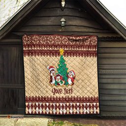 australia penguin christmas argyle pattern personalised quilt
