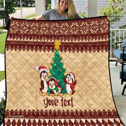 australia penguin christmas argyle pattern personalised quilt