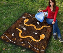 aboriginal premium quilt indigenous snake hand brown color 02