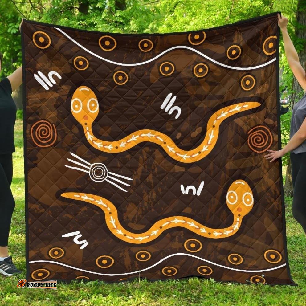 aboriginal premium quilt indigenous snake hand brown color 02