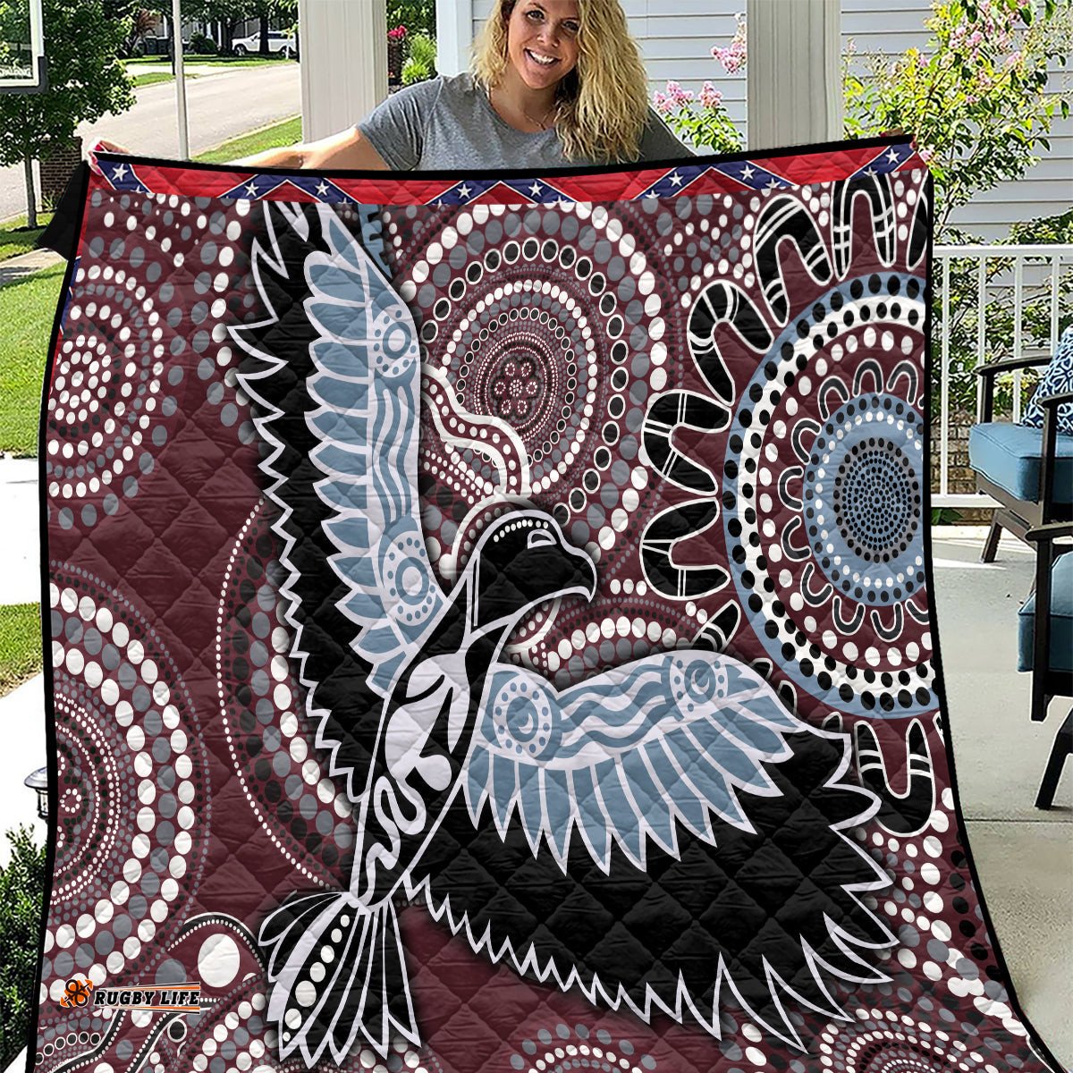aboriginal pattern bird quilt ts04