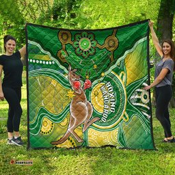 personalised australia boxing kangaroo quilt aussie indigenous art mix national color 08