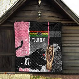 personalised panther rugby nrl premiers quilt panther pride black & pink aboriginal mix art