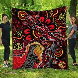 aboriginal lizard premium quilt red color