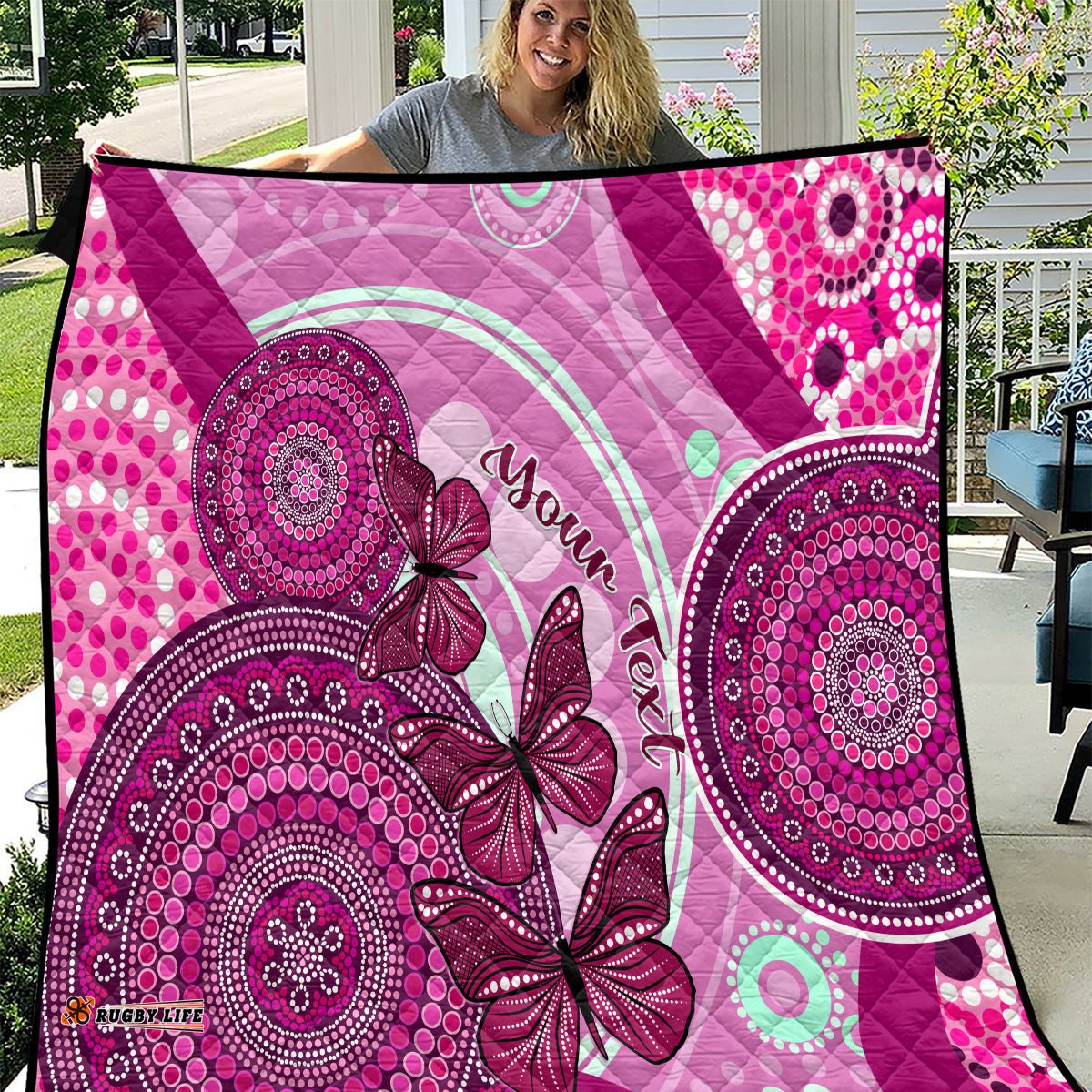 personalised australia breast cancer quilt indigenous butterfly no one fights alone