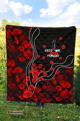 anzac lest we forget premium quilt poppy flowers