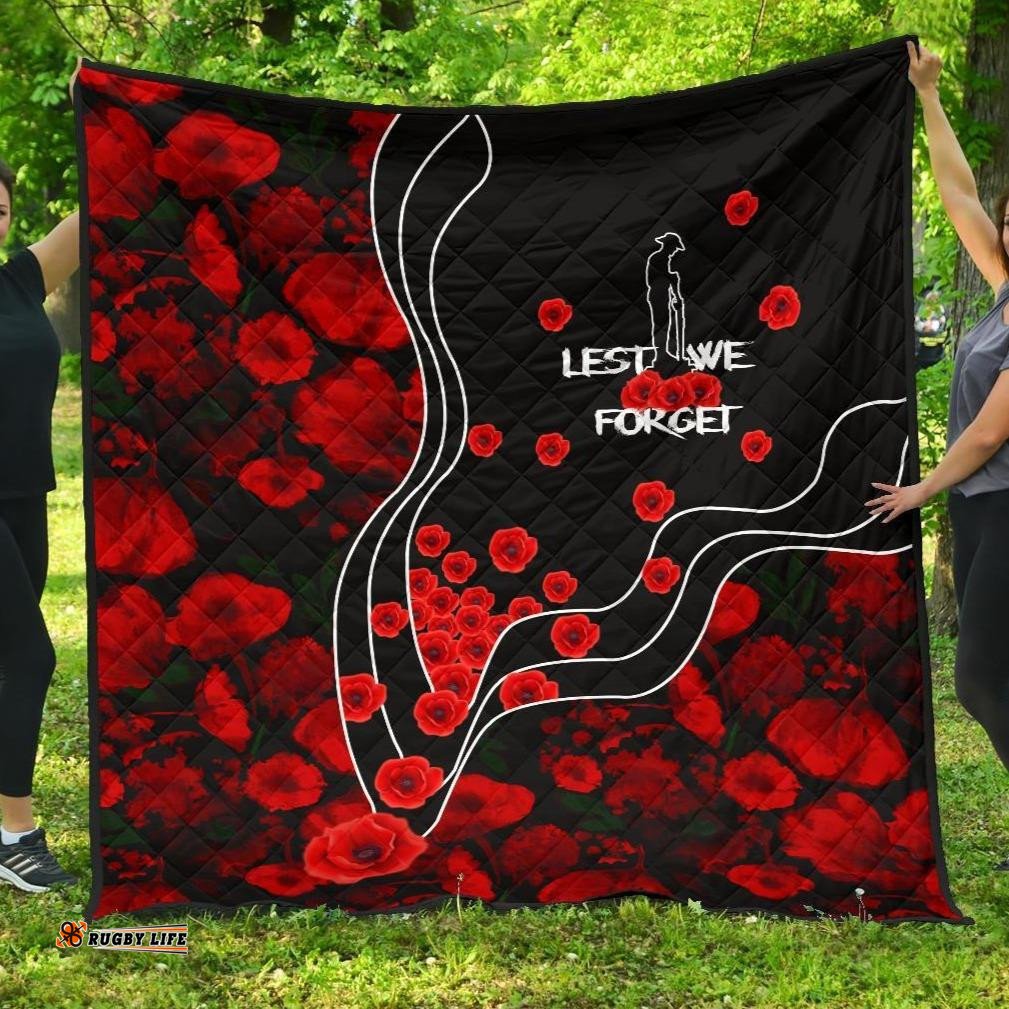 anzac lest we forget premium quilt poppy flowers