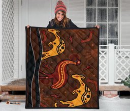 aboriginal premium quilt indigenous kangaroo and emu brown color