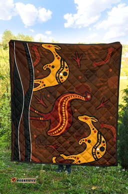 aboriginal premium quilt indigenous kangaroo and emu brown color
