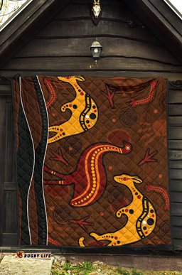 aboriginal premium quilt indigenous kangaroo and emu brown color