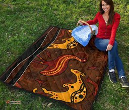 aboriginal premium quilt indigenous kangaroo and emu brown color