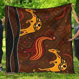 aboriginal premium quilt indigenous kangaroo and emu brown color
