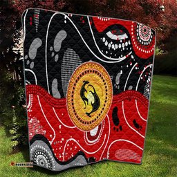 aboriginal flag style dot art and abstract kangaroo quilt ts04