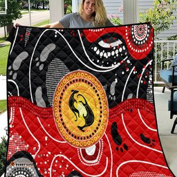 aboriginal flag style dot art and abstract kangaroo quilt ts04