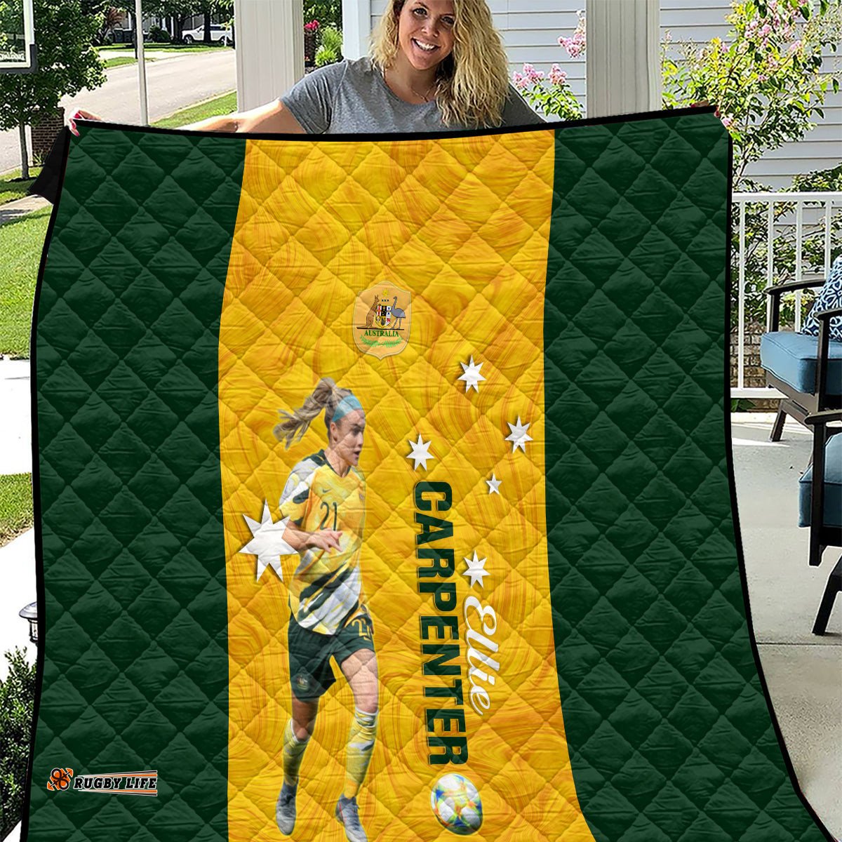 australia soccer quilt ellie carpenter matildas gold version