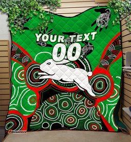 custom personalised rabbitohs rugby aboriginal art quilt