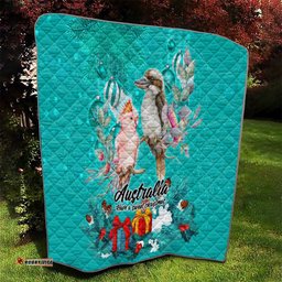 kookaburra and cockatoo quilt australia merry christmas aboriginal teal style