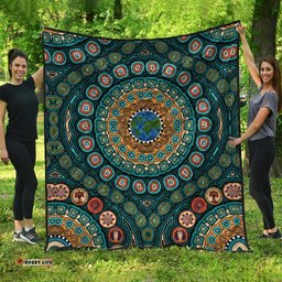 premium quilt aboriginal green dot painting with earth