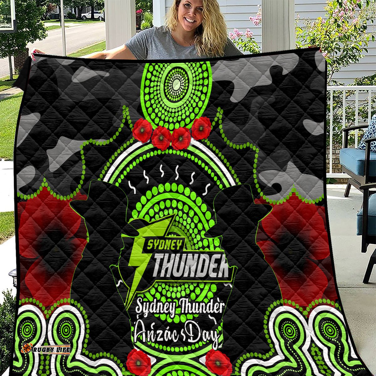 sydney thunder anzac 2024 quilt lest we forget poppy mix camouflage