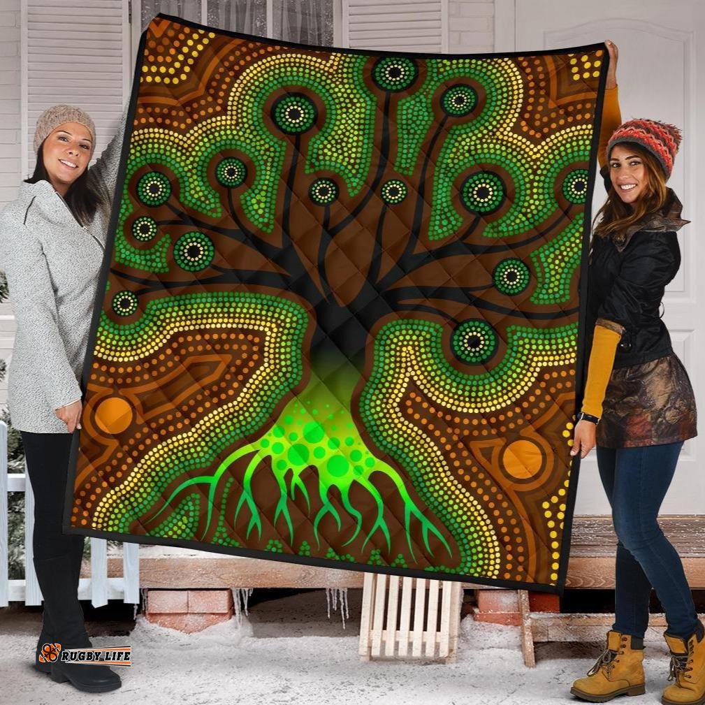 aboriginal premium quilt tree dot painting art