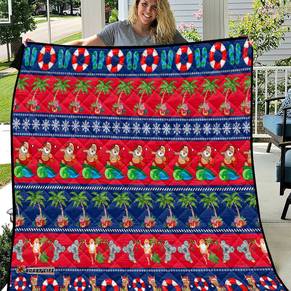australia christmas quilt aussie santa claus beach xmas vibes