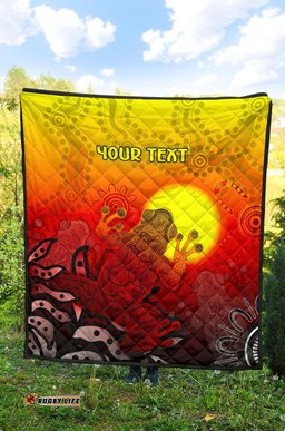 customaboriginal premium quilt indigenous frog red