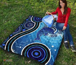 aboriginal premium quilt dolphin and aboriginal dot patterns