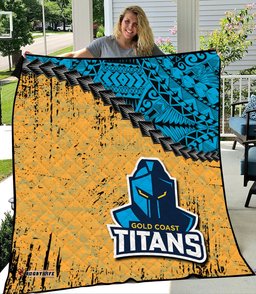 gold coast titans premium quilt grunge polynesian tattoo nrl