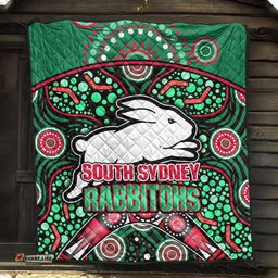 south sydney indigenous rabbitohs dot art style premium quilt