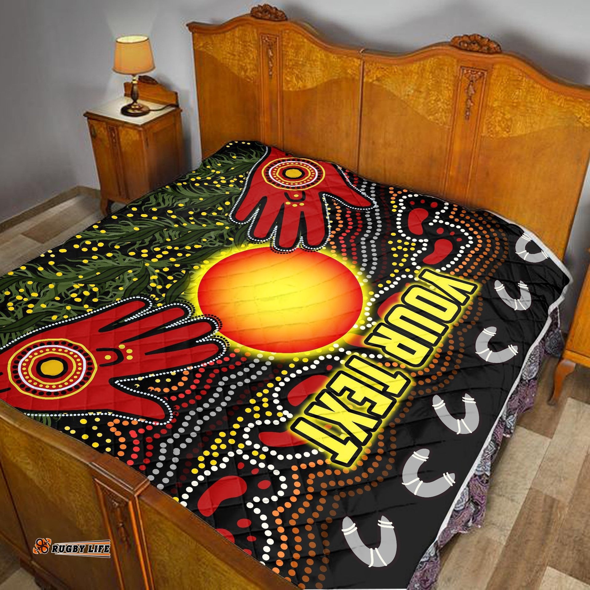 custom personalised aboriginal dot painting premium quilt go to touch the sun