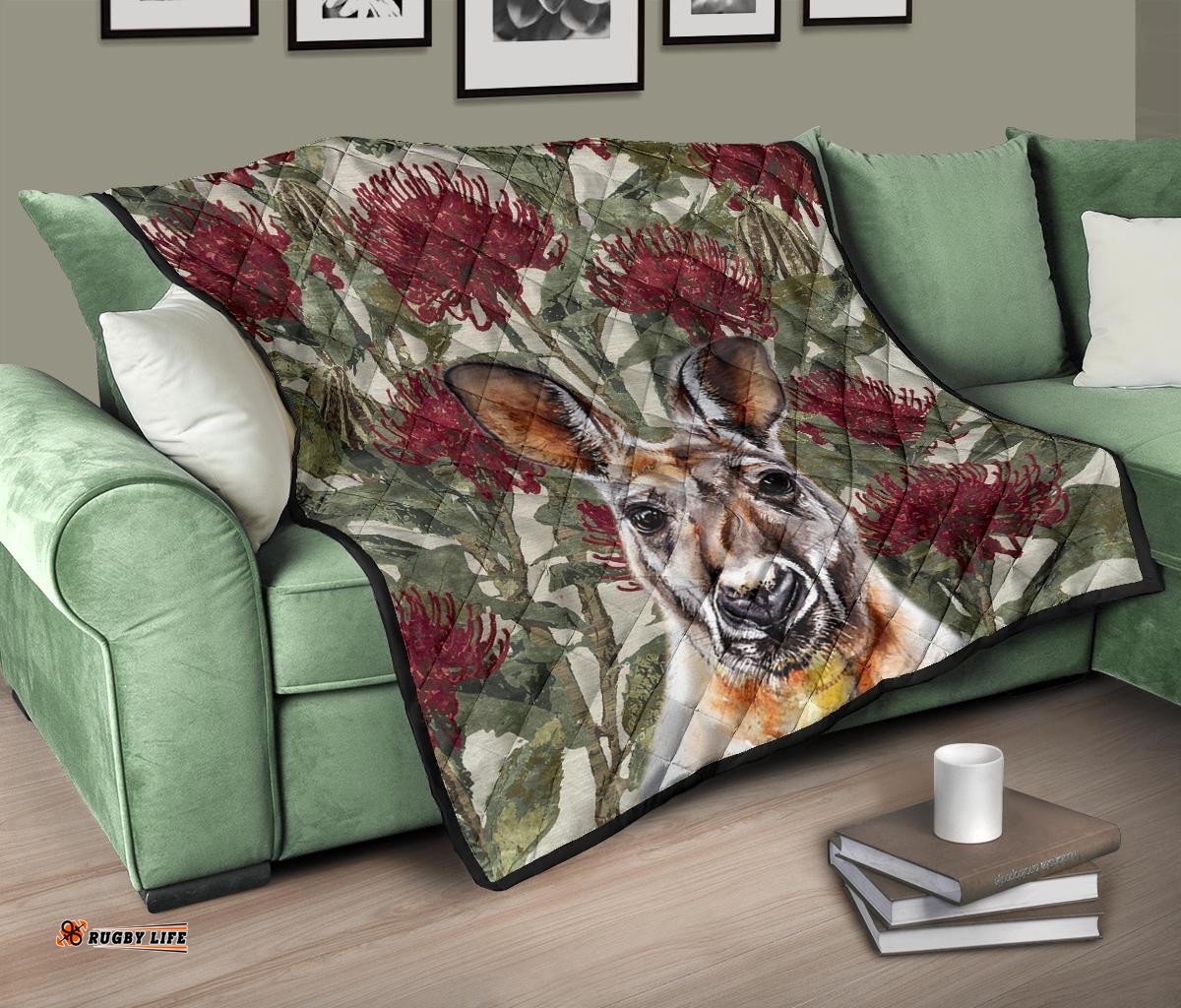 premium quilts kangaroo quilts waratah painting