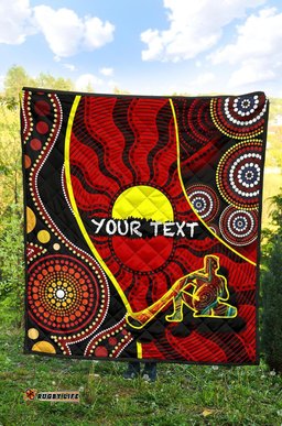 custom aboriginal premium quilt indigenous dots pattern with didgeridoo