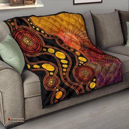 aboriginal premium quilt australia indigenous flag circle dot painting art golden