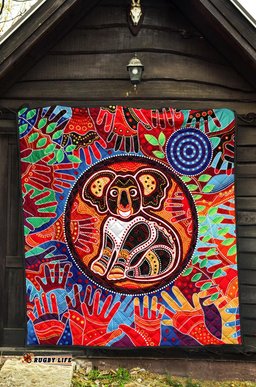 aboriginal premium quilt koala and hand art dot painting quilt