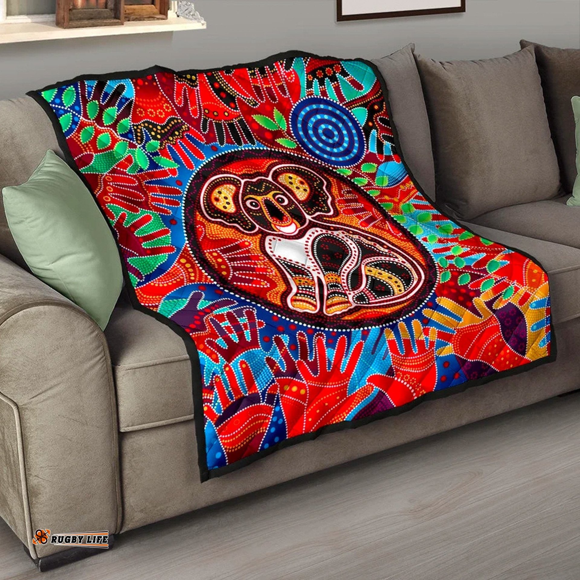 aboriginal premium quilt koala and hand art dot painting quilt