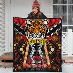 tigers rugby anzac day watercolour quilt custom remembrance west tigers with poppy flower