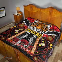 tigers rugby anzac day watercolour quilt custom remembrance west tigers with poppy flower