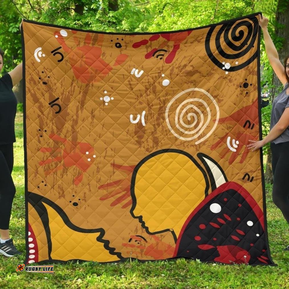 aboriginal premium quilt mother and son hand art